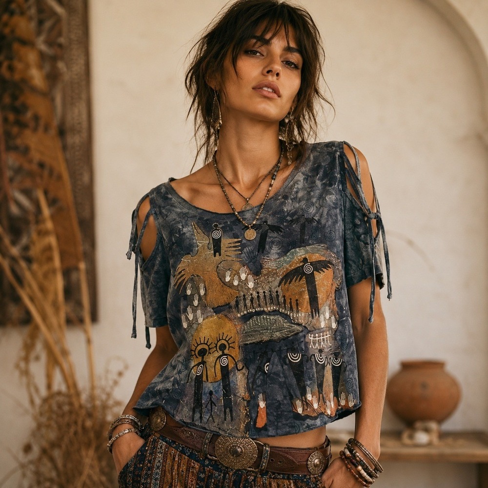 The Mountain Ginny Hogan Southwestern T Shirt Womens XL Tie Dye Graphic 90s